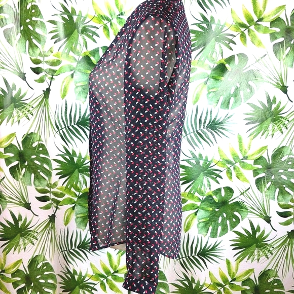Ann Taylor Black & Red Sheer Button Down Top (Size: 2) - Picture 7 of 8